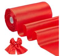 PH PandaHall Ruban de Satin Rouge 30m 15cm Rubans de L'Extérieur Ruban de Vacances pour la Cérémonie D'Ouverture et de Coupe Mariage Décoration Extérieure Emballage Cadeau Fête D'Anniversaire Bouquet