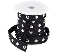 PH PandaHall Ruban en Coton Noir avec Clous, 9.1m Collier Cordon 20mm Cordons Bande Dentelle Corde Coton Garniture Perles Chaîne Cordon avec Argent Punk Rivet pour Bijoux Collier Bracelet Fabrication
