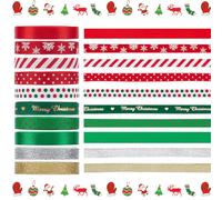 PH PandaHall Ruban Gros Grain de Noël Vert et Rouge - 45.7m, 10 Rouleaux 10mm pour Emballage de Cadeaux, Décoration de Nœud de Cheveux, Artisanat de Bricolage