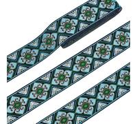 PH PandaHall Ruban Jacquard Vert 7m, 5cm Noël Tissé Brodé Ruban Vintage Fleurs Sangles Tissu Biais Rubans Garniture Décorative Boho pour Vêtements Sac Vacances Décor Emballage Cadeau Décoration