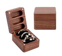 PH PandaHall Saint-Valentin Boîte à Bagues Mariage en Bois, 3 Fente Boîte à Bagues avec Fermoirs et Velours Noir à L'intérieur Porte Bagues Rectangle Bois pour Mariage Cérémonie Fiançaille Proposition