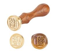 PH PandaHall Sceau Cire Tampon Lot de 1 Set DIY Alphabet Scrapbook Timbre Seal en Laon Cachet Wax pour Cire et Poignée en Bois, Lettre L, 25x14mm, 75mm