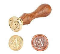 PH PandaHall Sceau Cire Tampon Lot de 1 Set DIY Alphabet Scrapbook Wax Seal Timbre en Laon Lettre Cachet pour Cachet et Poignée en Bois, Lettre A, 25x14mm, 75mm