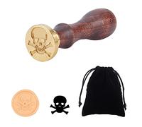 PH PandaHall Sceau de cire de crâne horrible cire à cacheter Timbre vintage rétro avec manche en bois et tête amovible pour Halloween, enveloppes, invitations, décor de vin, 1pc