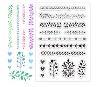 PH PandaHall Tampon Scrapbooking de Bordure de Journal Lignes de Dentelle Tampon Transparent Tampon Ligne D'Écriture Tampons en Silicone Tampon en Caoutchouc de Fleur et Cœur pour Cartes Albums Décor
