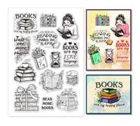 PH PandaHall Tampon Transparent Book Reading Tampon en Silicone Bookish Reading pour Amoureux des Livres Tampon en Caoutchouc Transparent pour la Fabrication de Cartes Décoration Journal Scrapbooking