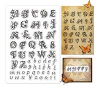 PH PandaHall Tampon Transparent de L'Alphabet Papillon Tampon en Silicone avec Lettres Artistiques 26 Tampon en Caoutchouc Symbole Tampons Lettres Majuscules Minuscules pour Carte Scrapbooking Cadeaux