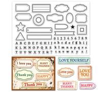 PH PandaHall Tampon Transparent Lettre Numéro Tampon en Caoutchouc de Silicone avec Symbole de L'Alphabet et Cadre D'Étiquette Zone de Texte Tampon Transparent pour Journal Scrapbooking Carte Décor