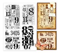 PH PandaHall Tampon Transparent Retro Numbers Tampon en Caoutchouc pour Planche D'Arrière Plan Tampons Classique Tampons Scrapbooking Vintage pour Décoration DIY Journal Carte Postale Cadeaux