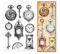 PH PandaHall Tampons Scrapbooking Vintage Tampon Transparent Retro Clocks Tampon en Caoutchouc pour Horloge Murale Sablier Horloge Tampons en Silicone pour Journal Carte Postale Étiquettes Cadeaux