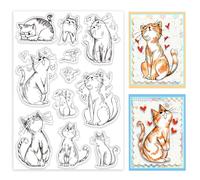 PH Pandahall Tampons Transparents Comic Kitten pour la Fabrication de Cartes Tampon en Silicone Lovey Cat pour Bricolage Scrapbooking Album Journal Carnet de Notes