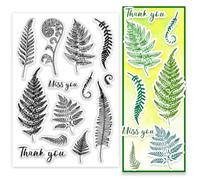 PH PandaHall Tampons Transparents Fern Leaf Tampons en Caoutchouc de Feuilles Motifs de Plantes D'Herbe Tampons en Silicone Mots de Plantes Sceaux Transparents pour Scrapbooking Fabrication de Cartes