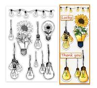 PH PandaHall Tampons Transparents Light Bulb pour la Fabrication de Cartes Tampons en Caoutchouc en Forme de Fleur Ampoule de Lampe Tampon en Papier Transparent pour Scrapbooking Journal Cartes