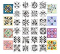 PH PandaHall Tampons Transparents Mandala Tampons Transparents en Caoutchouc à Fleurs Tampons Transparents Mandala Geometry Background pour Album Photo de Scrapbooking DIY 16x11cm