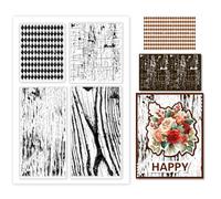 PH PandaHall Tampons Transparents Retro Checkerboard pour la Fabrication de Cartes Tampon en Silicone à Grain de Bois Vintage pour Bricolage Scrapbooking Album Journal Carnet de Notes Décoration