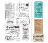 PH Pandahall Tampons Transparents Retro Ticket pour la Fabrication de Cartes Tampon en Silicone Transparent à Texture de Ticket pour Bricolage Scrapbooking Album Journal Artisanat