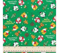 PH PandaHall Tissu de Noël Vert 1.6m de Large Tissus Père Noël Tissu Bonhomme de Neige Tissus en Coton Décoratifs pour Intérieur et Extérieur pour Emballage de Cadeaux de Noël， 1m