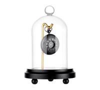 PH PandaHall Vitrine de Montre de Poche Dôme en Verre Transparent avec Base en Bois Massif et Crochet en Métal Doré pour Montres de Poche Médailles et Objets de Collection, 11.5x17cm