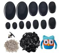 PH PandaHall Yeux de Sécurité Ovales 120pcs Yeux de Sécurité Noirs pour Amigurumi Taille Unique en Résine avec Rondelle pour Animaux Peluche Crochet Marionnettes Amigurumi Ours Peluche, Surface Mate