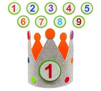 Ph Pro Heat Couronne Premier Anniversaire Bébé Garçon - Couronne Tissu Anniversaire Fille Chiffres Interchangeables de 1 à 9 - Cadeau Original pour Bébé - Chapeau Tissu pour Fêtes d'enfants.