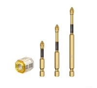 PH2 Lot de 4 embouts de tournevis magnétiques, tête cruciforme antidérapante, pour tournevis électrique, alliage d'acier 62HRC, résistant à l'usure, avec magnétiseur (65 + 70 + 90 mm)