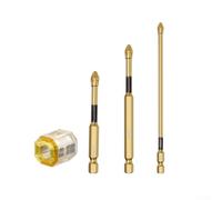 PH2 Lot de 4 embouts de tournevis magnétiques, tête cruciforme antidérapante, pour tournevis électrique, alliage d'acier 62HRC, résistant à l'usure, avec magnétiseur (70 + 90 + 150 mm)