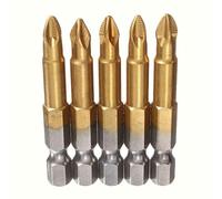PH2 Lot de 5 embouts de tournevis antidérapants avec pointe magnétique pour perceuses sans fil, embouts hexagonaux de 6,35 mm