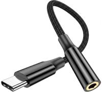 PH26 Adaptateur USB-C vers Jack 3,5 mm pour Oppo Reno7 | Audio auxiliaire, câble tressé nylon 10 cm, boîtier aluminium, pour écouteurs et casques filaires