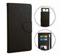 PH26 Alcatel Pixi 4 6pouces Etui Housse Folio Noir façon Cuir texturé avec Porte Cartes et surpiqûres Apparentes by