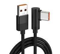 PH26 Câble USB A-C Coudé 90° 120W Nylon Tressé 1 m pour OnePlus 13R | Câble coudé 90° nylon tressé 1 m, USB A vers USB-C, 120 W, noir