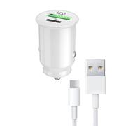 PH26 Ⓡ Chargeur Voiture Rapide 30W PD & QC 3.0 pour Sharp Aquos R10 Ultra-Compact et Puissant avec 1 câble USB C - 2 Ports pour Charger 2 appareils simultanément - Câble 1M