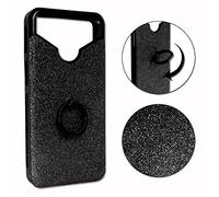 PH26 Coque Arrière Noir Effet Strass Diamant au Contours en Silicone Gel Anti-Chocs avec Bague pour Selfies, Photos et Support Video Compatible pour Konrow Easy 5