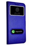 PH26 Coque pour Wiko Rainbow Lite Extra Slim X2 Fenêtres en éco Cuir de qualité avec Fermeture Magnétique et Surpiqûres Apparentes Coque Housse étui pour Wiko Rainbow Lite - Bleu