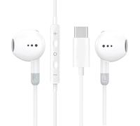 PH26 Ⓡ Écouteurs Filaires USB-C Blancs Compatibles pour Samsung Galaxy A20, Écouteurs Intra Auriculaires avec Micro et Contrôle du Volume, HiFi Stéréo Ecouteurs