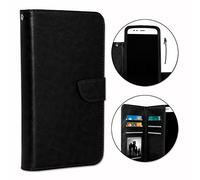 PH26® Etui Housse Folio pour Echo Plum Format Portefeuille en éco-Cuir Noir avec Double clapet intérieur Porte Cartes, Fermeture magnétique et surpiqures Apparentes