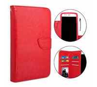 PH26® Etui Housse Folio pour Thomson Serea 405 Format Portefeuille en éco-Cuir Rouge avec Double clapet intérieur Porte Cartes, Fermeture magnétique et surpiqures Apparentes