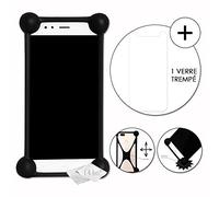 PH26 Haier L56 Super Pack Coque Bumper Noir Antichoc en Silicone de qualité + 1 Verre trempé de Protection dureté Maximal, Ultra Fin, Ultra résistant