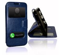 PH26 Housse Folio Bleue dédiée au Wiko Robby en éco Cuir avec surpiqûres