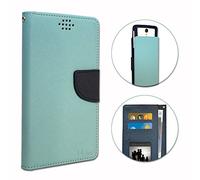 PH26 LG F70 Etui Housse Folio Bleu Ciel façon Cuir texturé avec Porte Cartes et surpiqûres Apparentes by