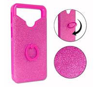 PH26 LG Google Nexus 5X Coque arrière Fushia Effet Strass Diamant au Contours en Silicone Gel Anti-Chocs avec Bague pour Selfies, Photos et Support Video by