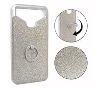 PH26 LOGICOM ID BOT 53 Coque arrière Argent Effet Strass Diamant au Contours en Silicone Gel Anti-Chocs avec Bague pour Selfies, Photos et Support Video by