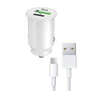 PH26 Ⓡ Pack Chargeur Voiture pour Samsung Galaxy A22 5G Ultra-Compact et Puissant + 1 câble USB vers USB Type C Charge Rapide 30W PD & QC 3.0, 2 Ports pour Charger 2 appareils - Câble 1M