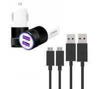 PH26 Super Pack Chargeur Auto + 2 Câbles pour SFR Starshine 3 Chargeur Auto Ultra Puissant et Rapide 2X USB 5V / 2,1A + 1A et 2 CÂBLES Micro USB 1 Mètre Transfert de données, Câble Micro USB - Noir
