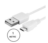 PH26 YEZZ Andy 5M VR Câble Data Micro USB Blanc 1 mètre pour Charge, synchronisation et Transfert de données.