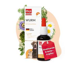 PHA - Gouttes de vers pour chien et chat - Avec herbes, absinthe, administration de moutons et thym - Pour un soutien naturel des intestins et une digestion normale - 50 ml