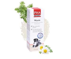 PHA Gouttes de vers pour chien et chat - Traitement naturel contre les vers pour chat et chien, alternative en cas d'infestation de vers, avec vermifuge, achillée millefeuille, thym, gouttes 50 ml