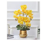 Phalaenopsis Arrangement floral d'orchidée dans un vase, fleurs artificielles en soie pour intérieur et extérieur, mariage, maison, bureau, ameublement festif, blanc/rose/jaune (couleur : rose, blanc