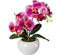Phalaenopsis artificiel 35 cm dans une élégante coupe en céramique blanche - diversité de couleurs pour les pièces