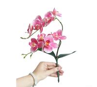 Phalaenopsis artificielle, bouquet de mariage, orchidée, décoration d'intérieur, plante réaliste en soie pour salon, bureau, fête (rose foncé)