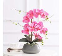 PHALAENOPSIS ORCHID FLORAL ARGACTION en vase, Silk Fake Orchids Flowers Artificiel pour le bureau de mariage en plein air intérieur Décoration de bureau festif Festive Festive White / Pink / Purple
